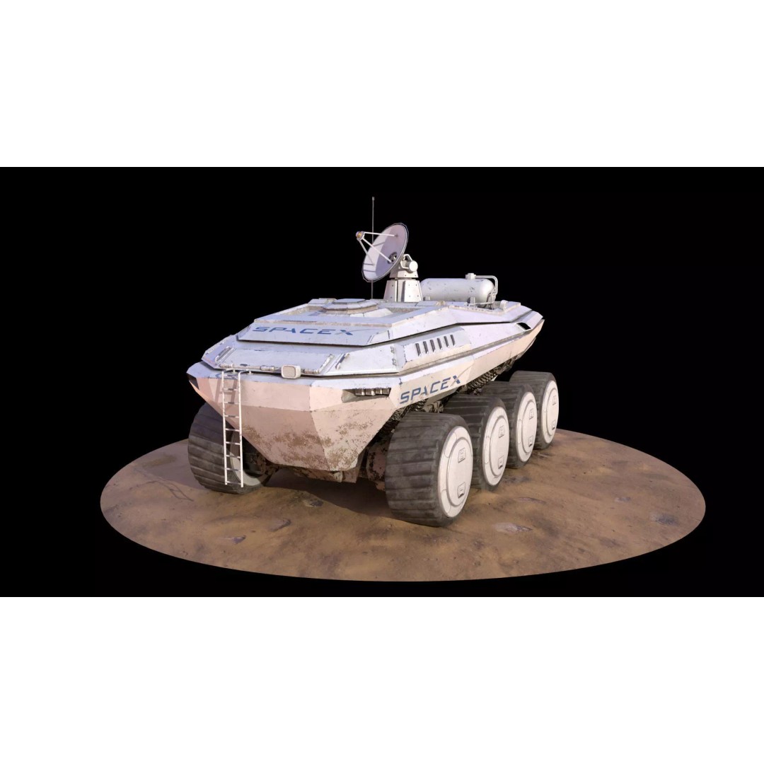 SpaceX Mars Rover 3D Model – Low Poly PBR Game Asset, FBX - View 2