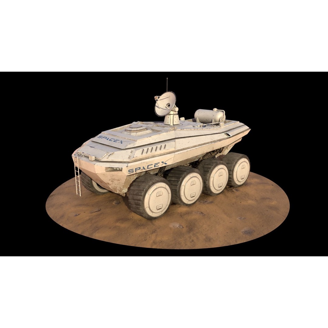 SpaceX Mars Rover 3D Model – Low Poly PBR Game Asset, FBX - View 3