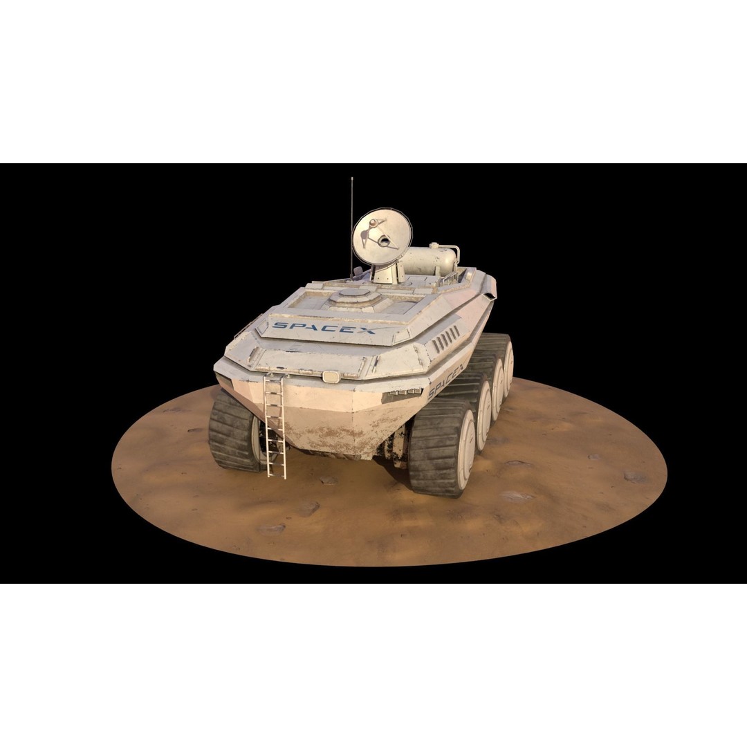 SpaceX Mars Rover 3D Model – Low Poly PBR Game Asset, FBX - View 4