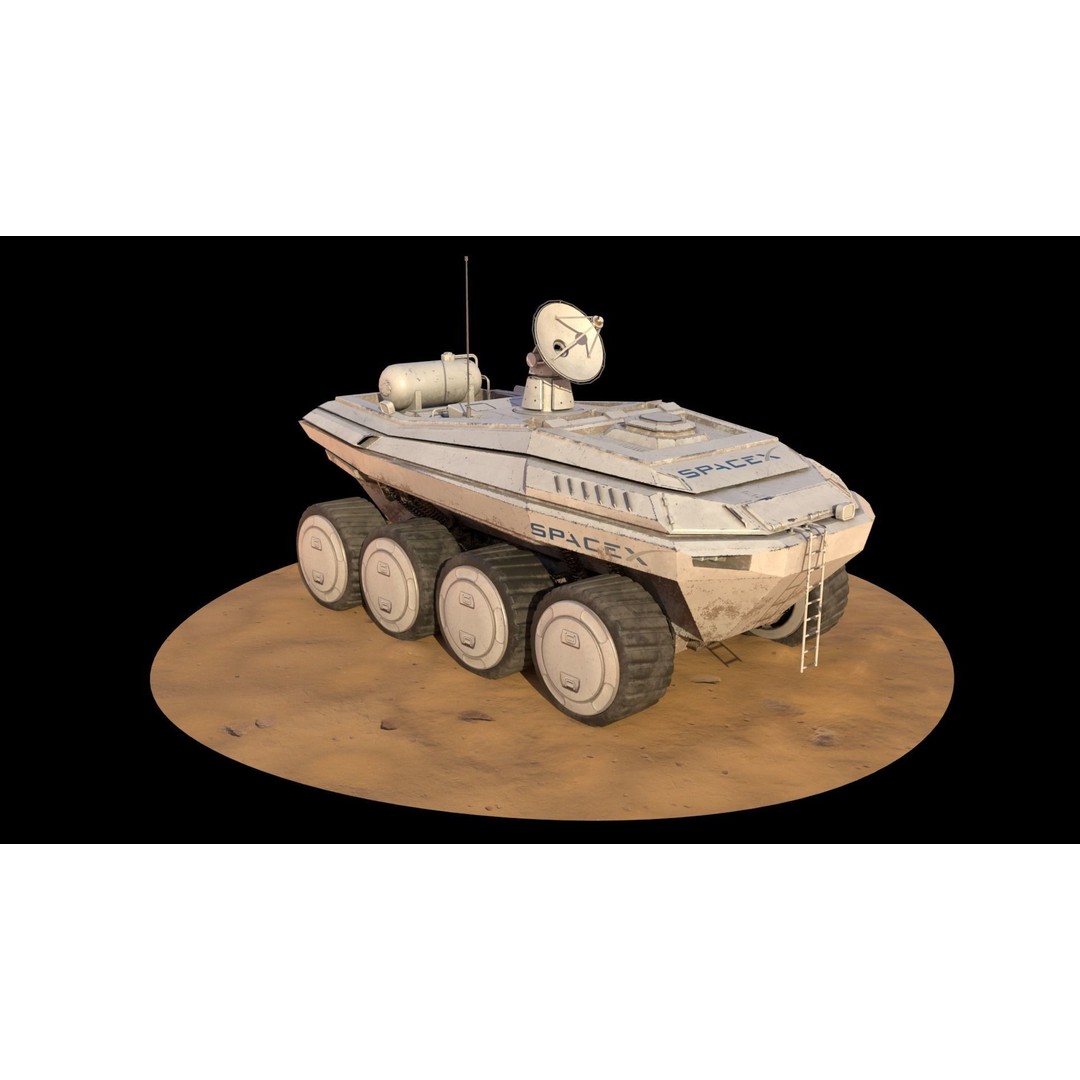 SpaceX Mars Rover 3D Model – Low Poly PBR Game Asset, FBX - View 6