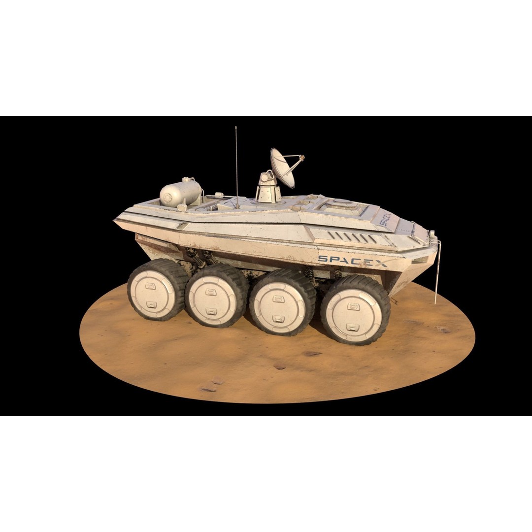 SpaceX Mars Rover 3D Model – Low Poly PBR Game Asset, FBX - View 7