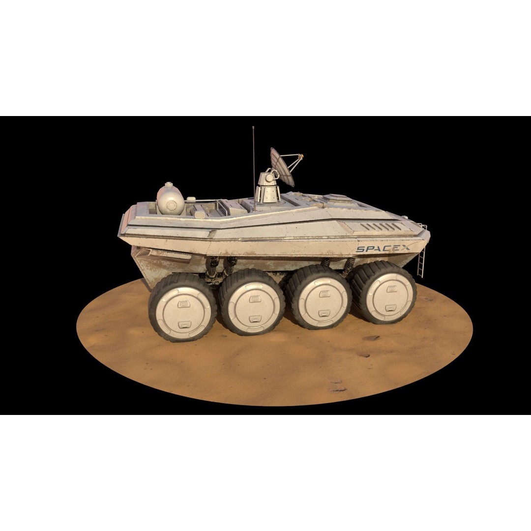 SpaceX Mars Rover 3D Model – Low Poly PBR Game Asset, FBX - View 8