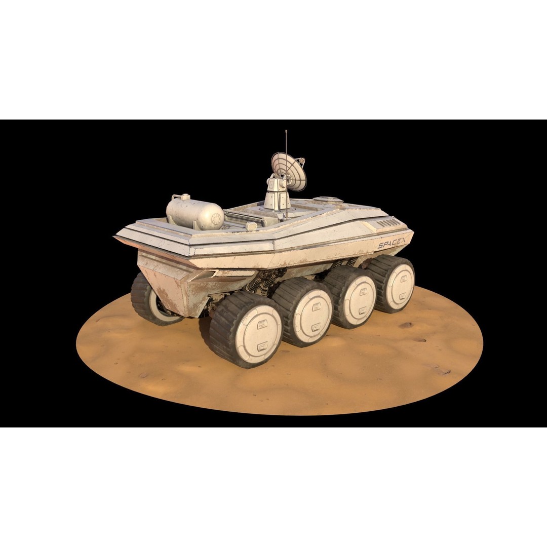 SpaceX Mars Rover 3D Model – Low Poly PBR Game Asset, FBX - View 9