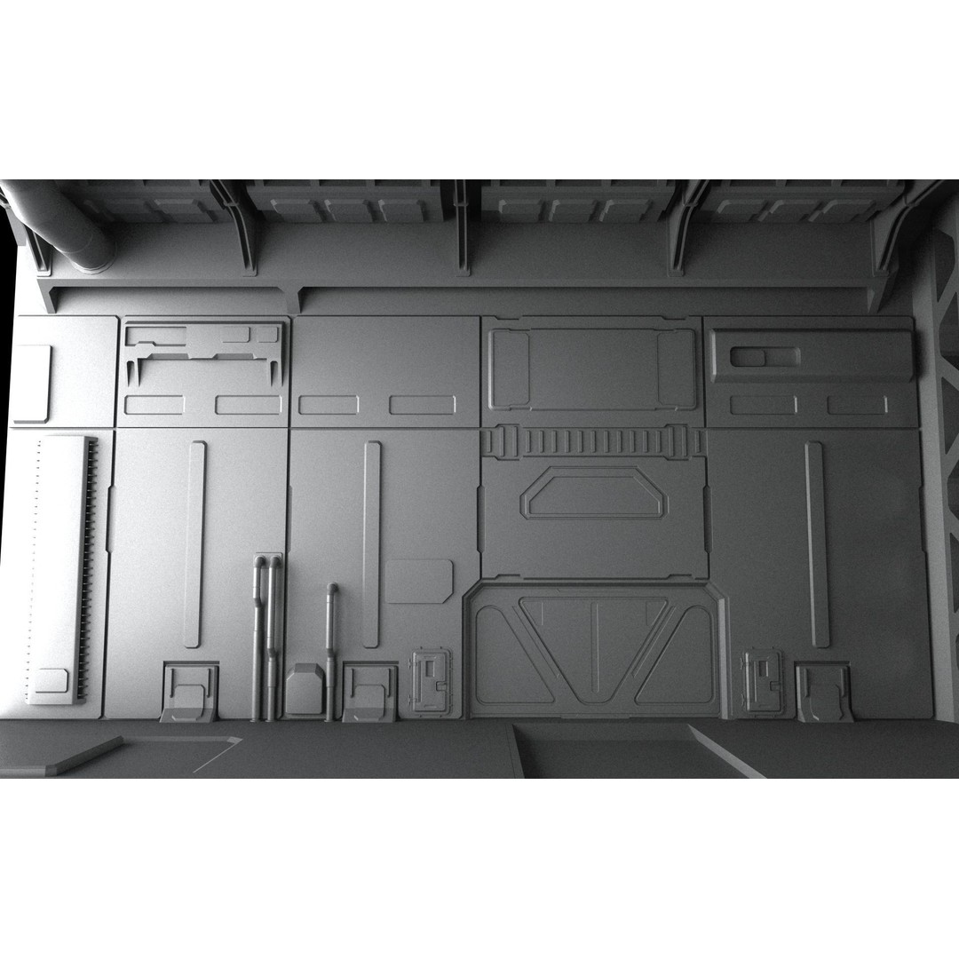 Sci-Fi Hangar 3D Model – Futuristic Industrial Design, FBX & OBJ - View 10