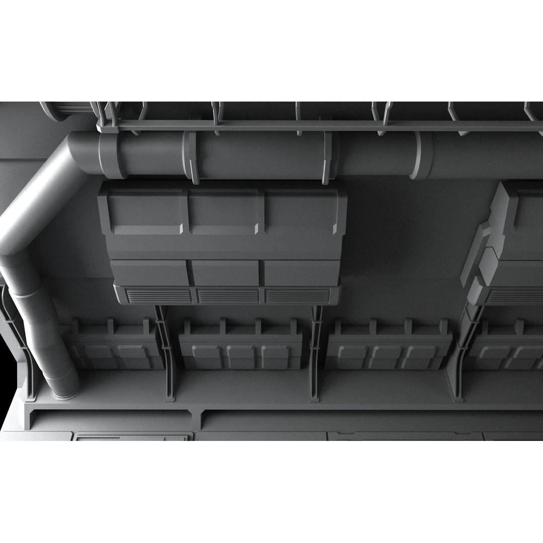 Sci-Fi Hangar 3D Model – Futuristic Industrial Design, FBX & OBJ - View 12