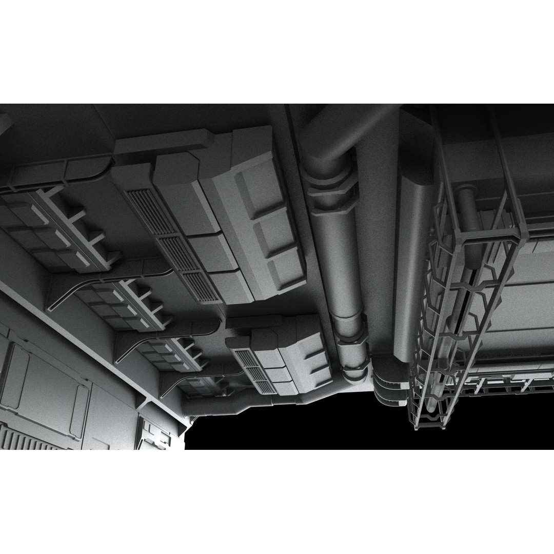 Sci-Fi Hangar 3D Model – Futuristic Industrial Design, FBX & OBJ - View 13