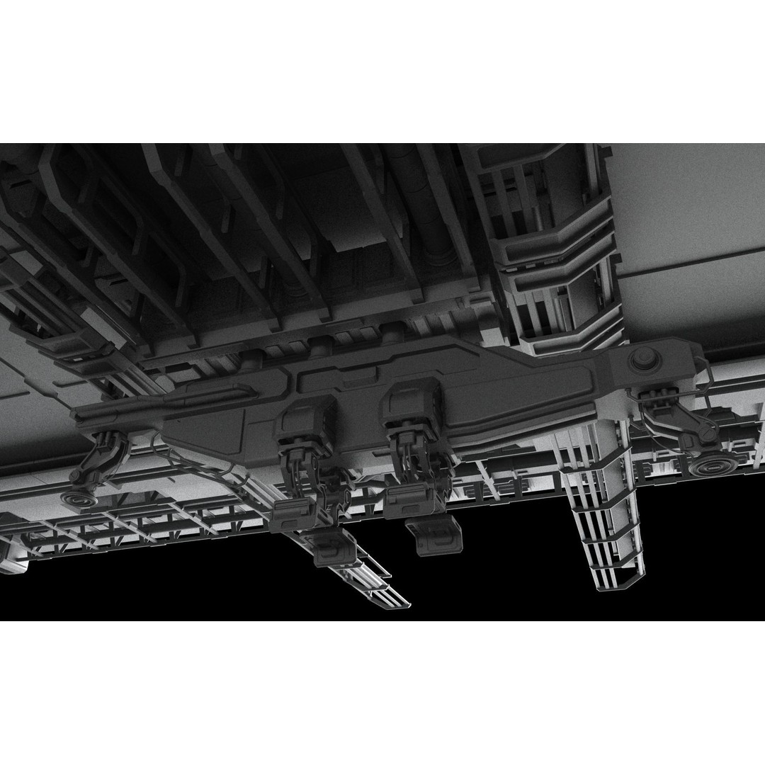 Sci-Fi Hangar 3D Model – Futuristic Industrial Design, FBX & OBJ - View 15