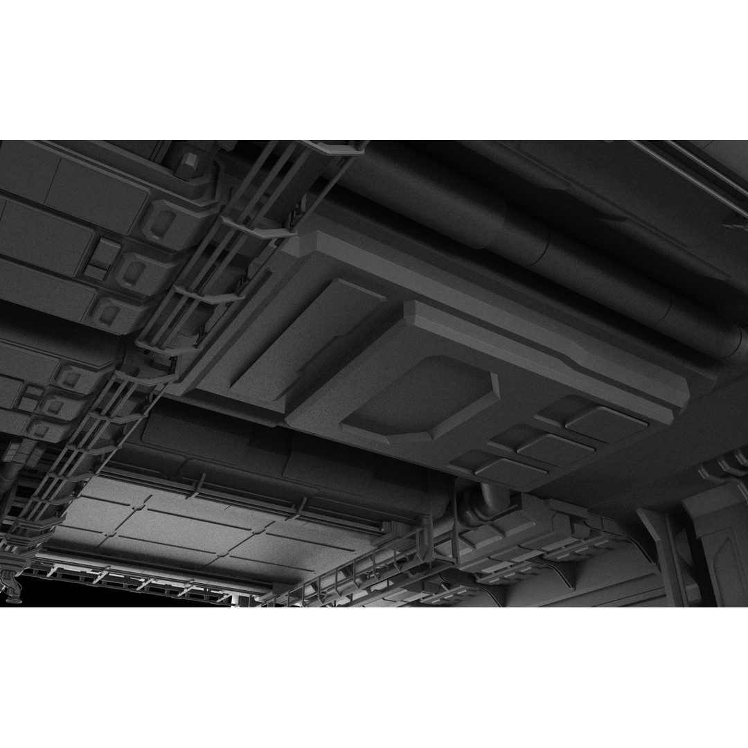Sci-Fi Hangar 3D Model – Futuristic Industrial Design, FBX & OBJ - View 17