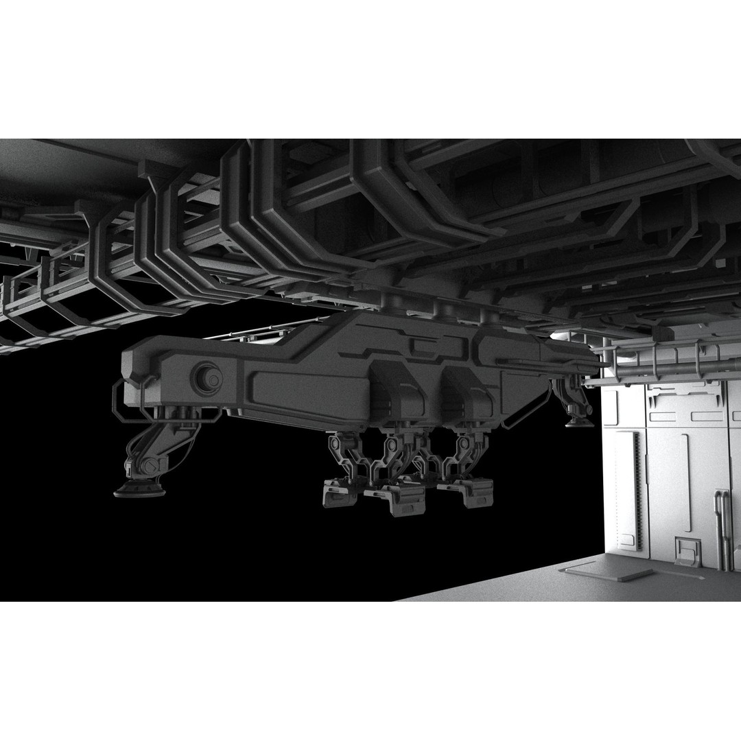 Sci-Fi Hangar 3D Model – Futuristic Industrial Design, FBX & OBJ - View 20
