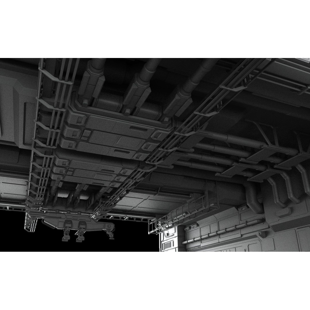 Sci-Fi Hangar 3D Model – Futuristic Industrial Design, FBX & OBJ - View 21