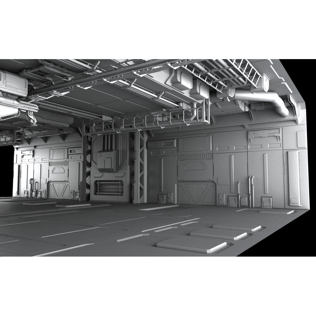 Sci-Fi Hangar 3D Model – Futuristic Industrial Design, FBX & OBJ - View 5