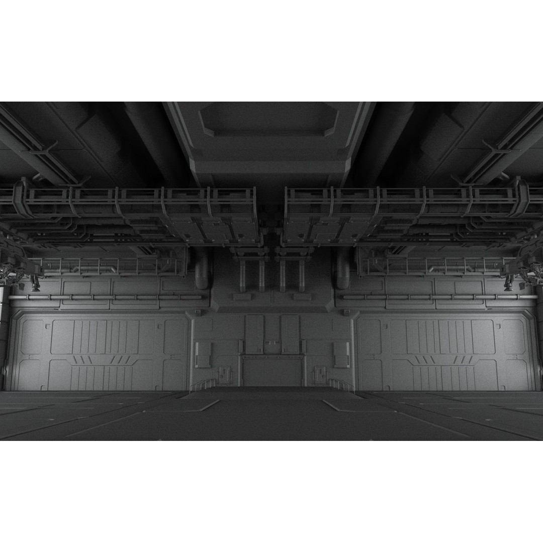 Sci-Fi Hangar 3D Model – Futuristic Industrial Design, FBX & OBJ - View 7