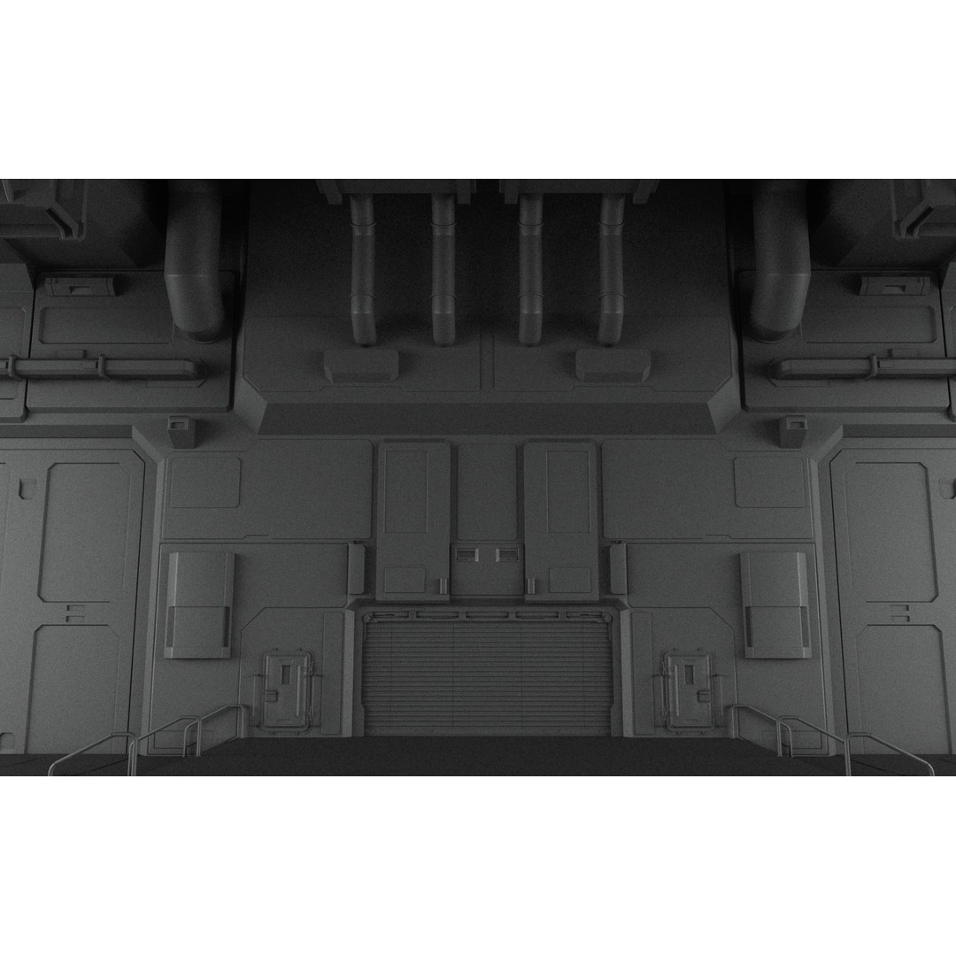 Sci-Fi Hangar 3D Model – Futuristic Industrial Design, FBX & OBJ - View 8
