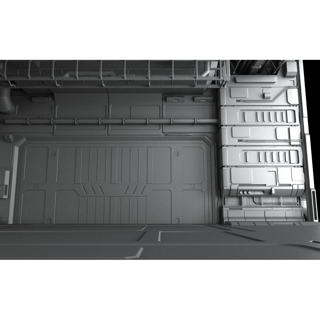 Sci-Fi Hangar 3D Model – Futuristic Industrial Design, FBX & OBJ - View 9