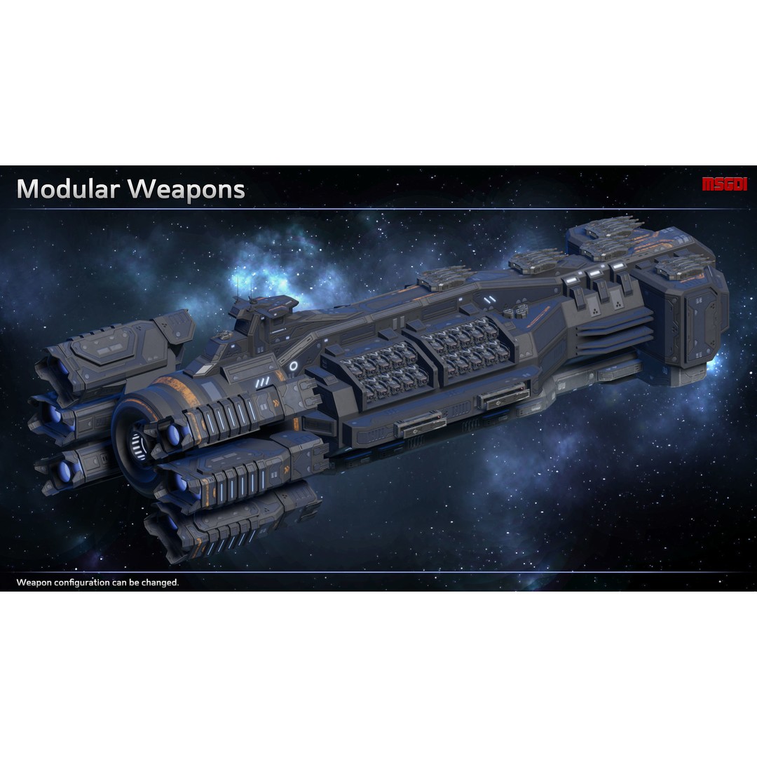 Excalibur Class Battleship 3D Model – Low Poly Game Asset, FBX/OBJ - View 7