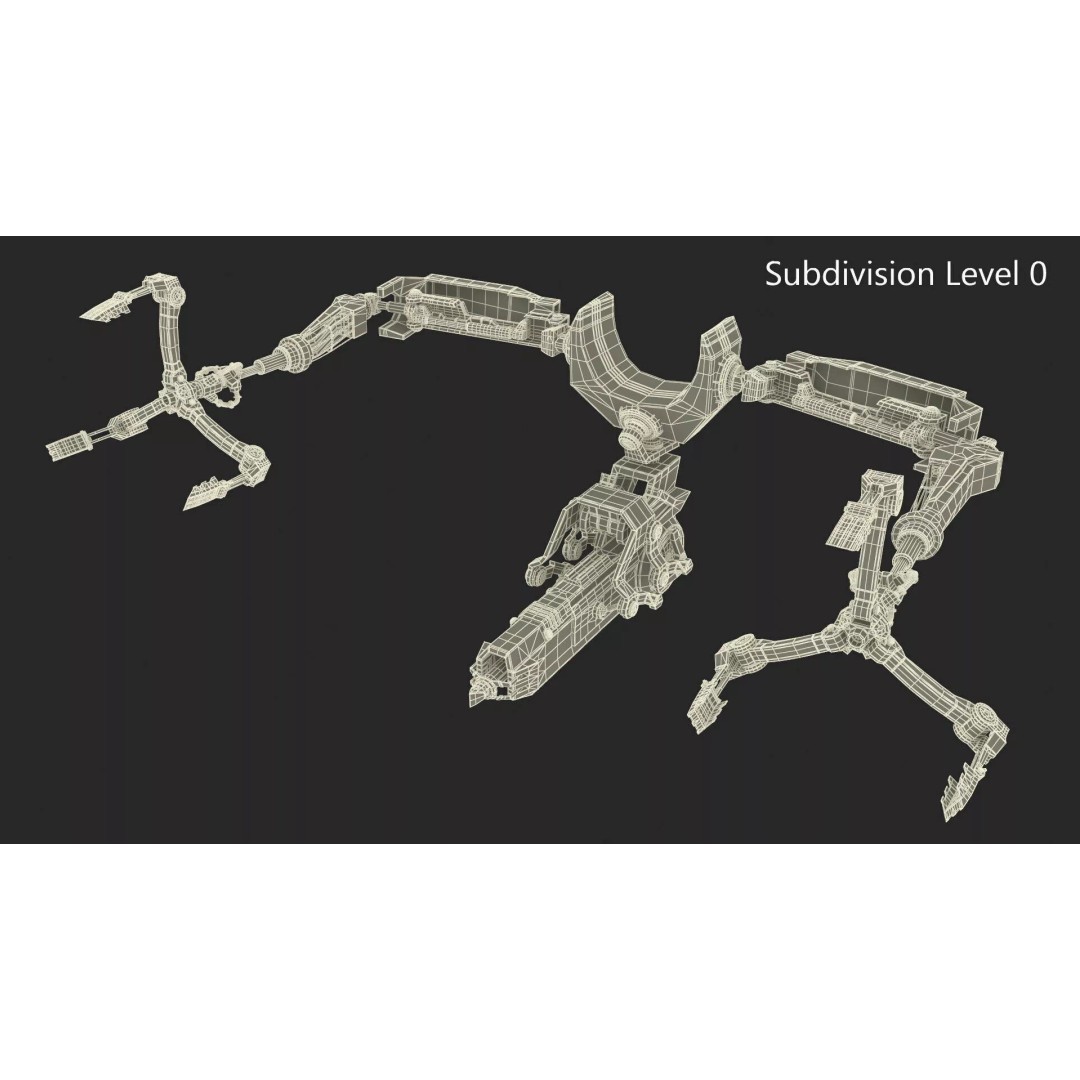Mechanical Armature Claw 3D Model – High Poly Sci-Fi Gripping Tool, FBX - View 11