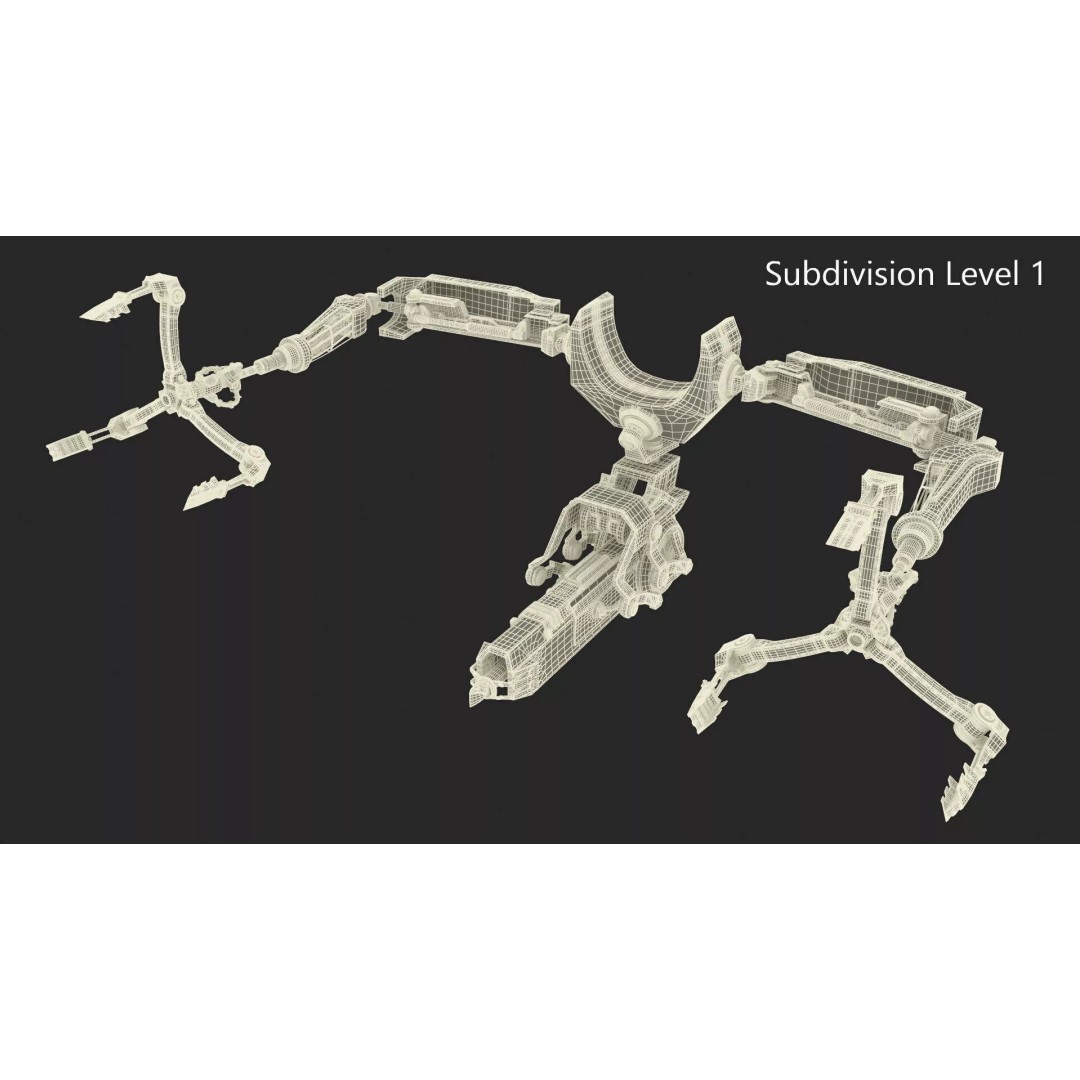 Mechanical Armature Claw 3D Model – High Poly Sci-Fi Gripping Tool, FBX - View 12