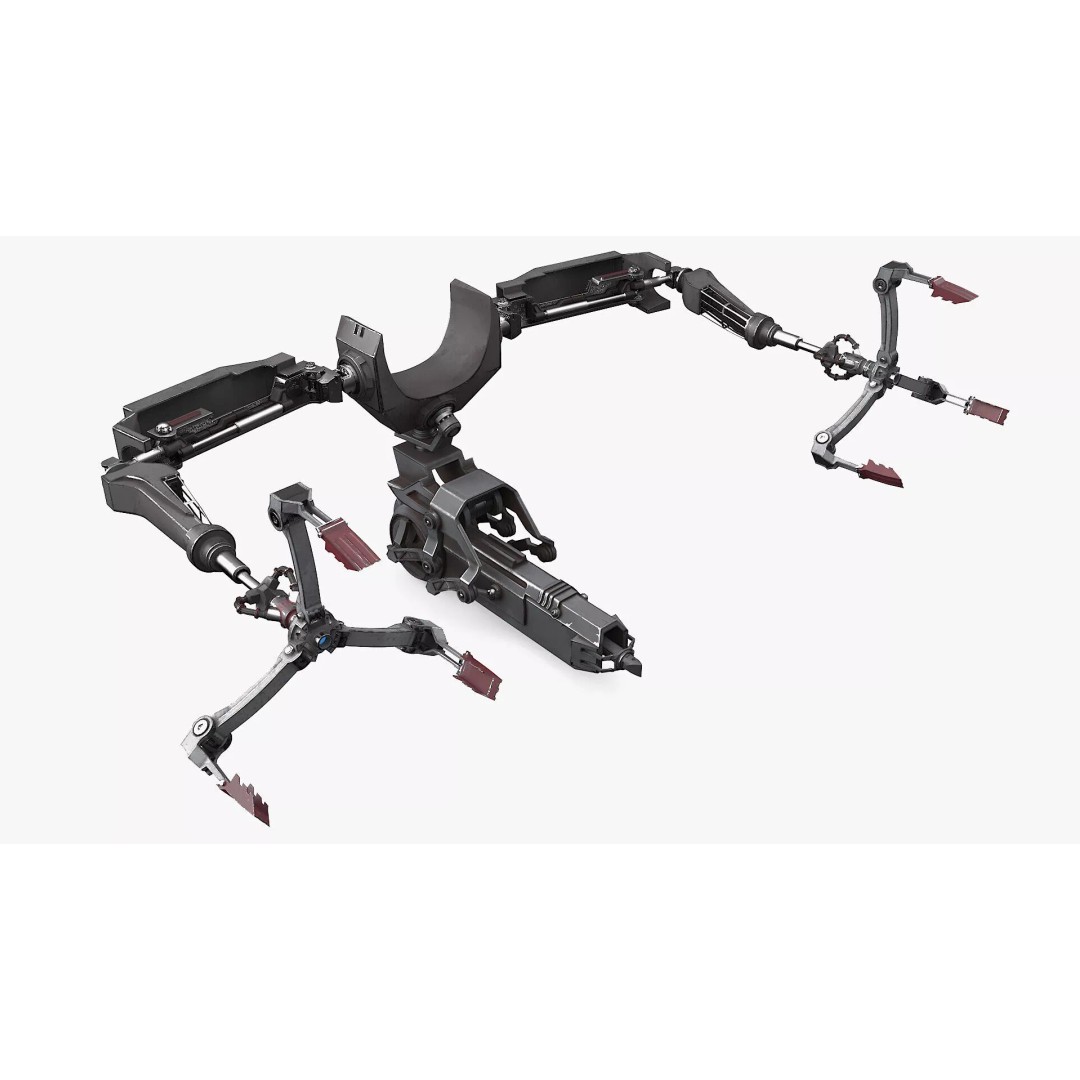 Mechanical Armature Claw 3D Model – High Poly Sci-Fi Gripping Tool, FBX - View 2