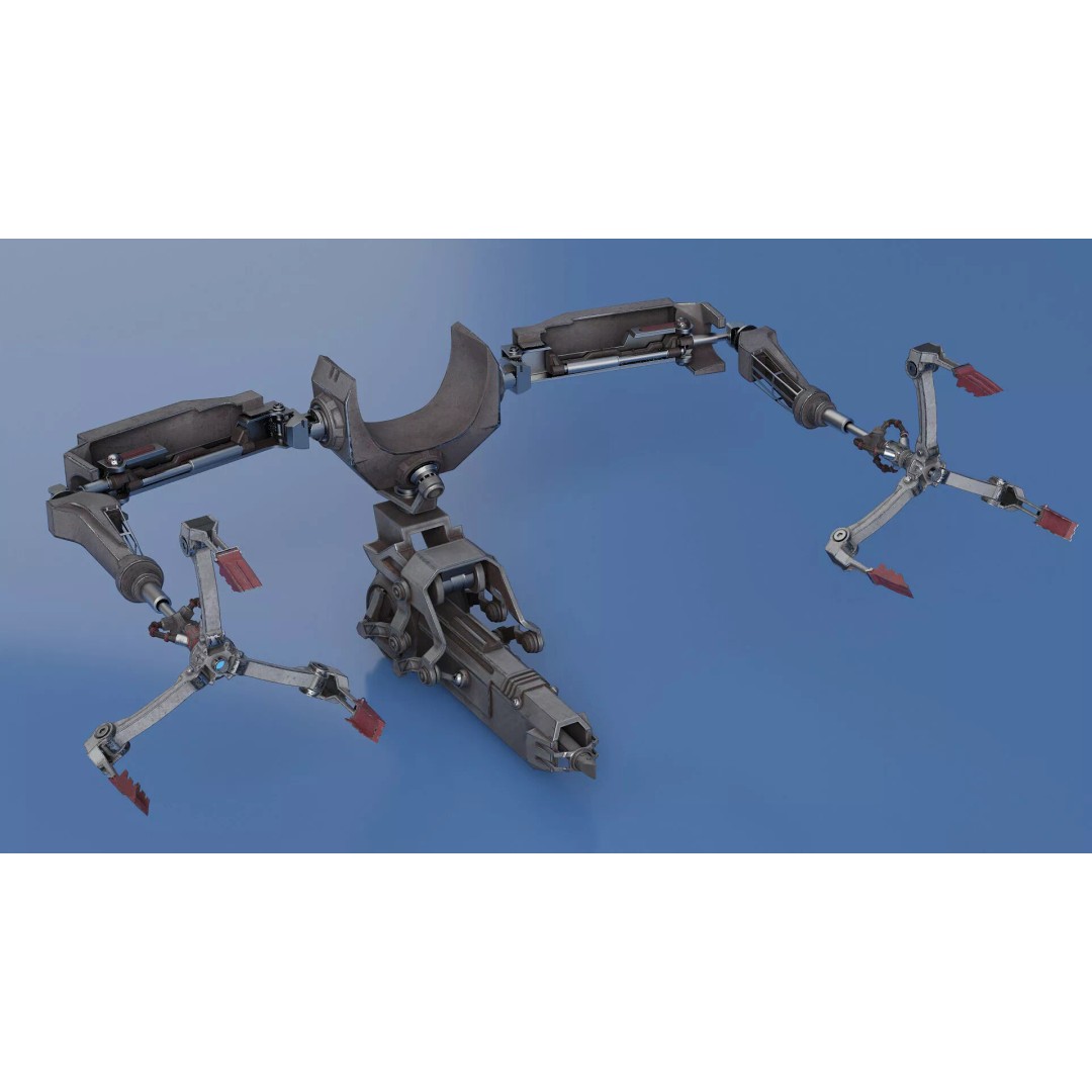Mechanical Armature Claw 3D Model – High Poly Sci-Fi Gripping Tool, FBX - View 5
