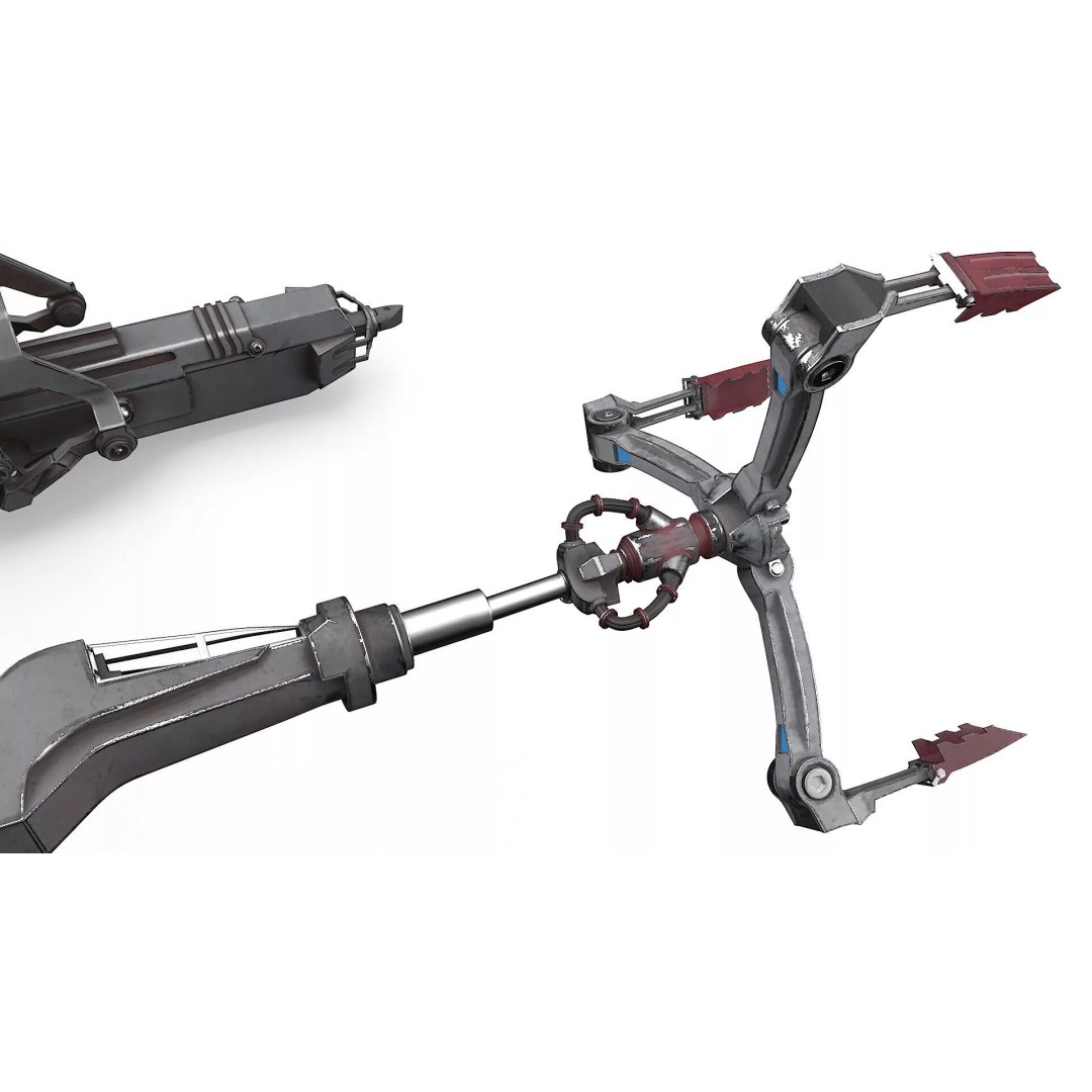 Mechanical Armature Claw 3D Model – High Poly Sci-Fi Gripping Tool, FBX - View 9