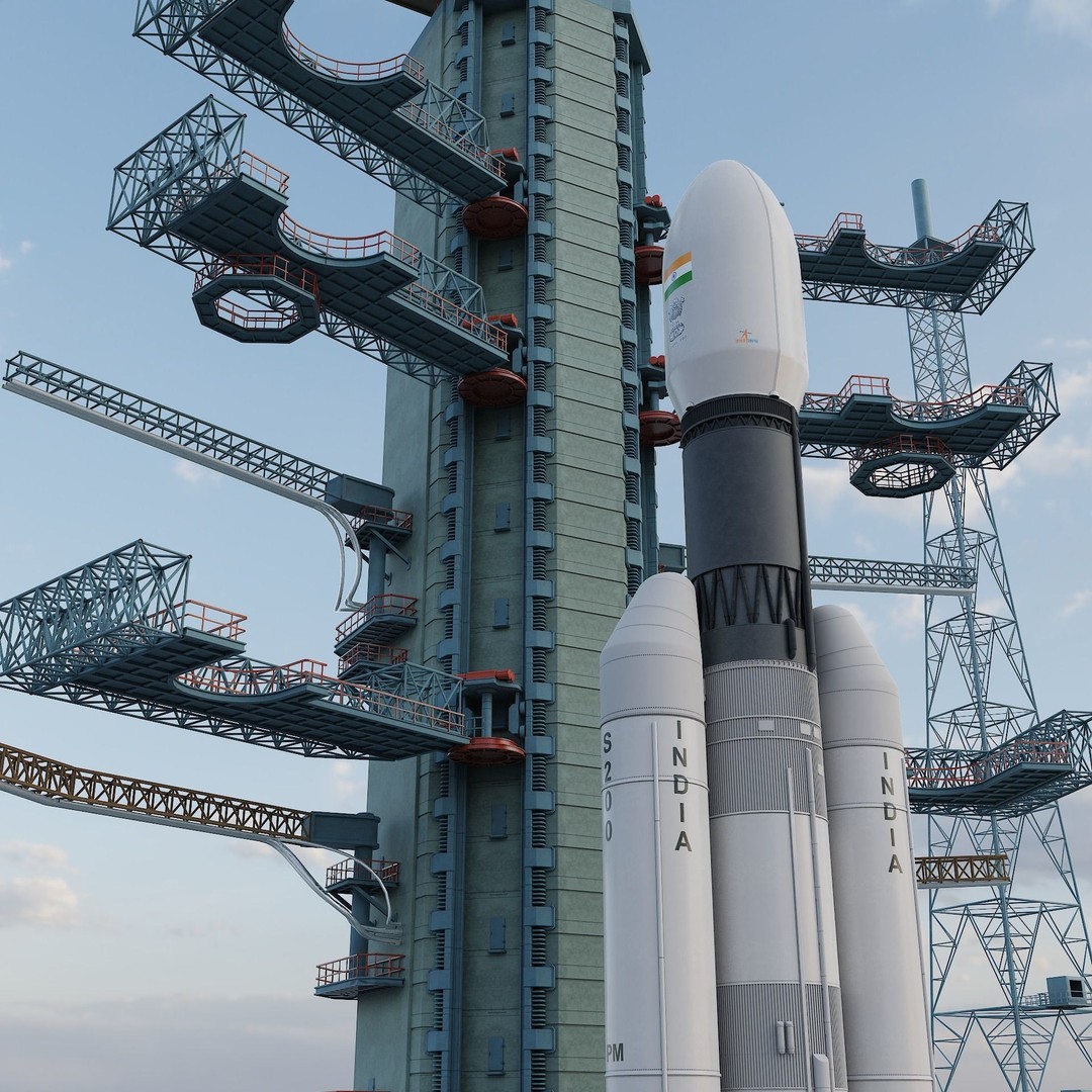 GSLV Rocket 3D Model – High Detail PBR Asset, FBX, Blender - View 10