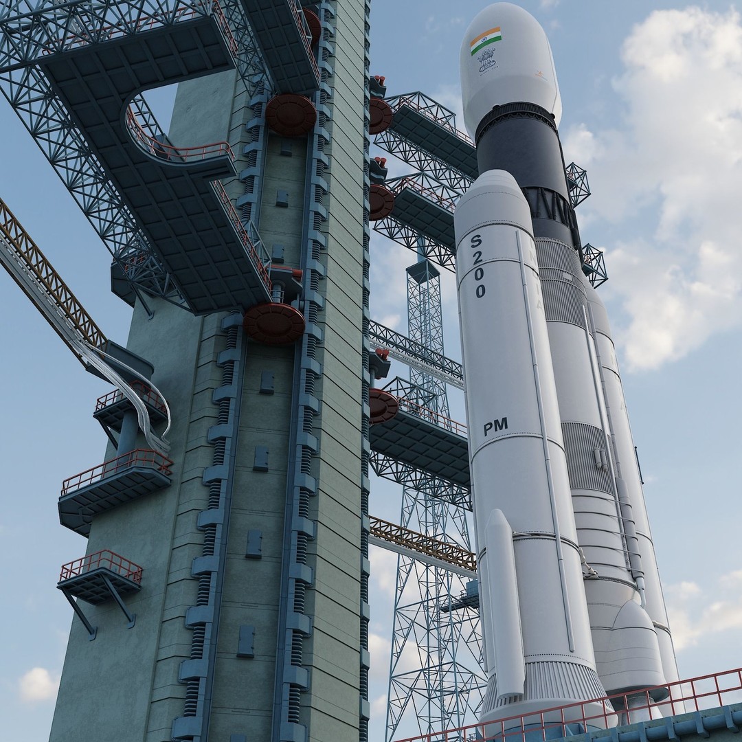 GSLV Rocket 3D Model – High Detail PBR Asset, FBX, Blender - View 12
