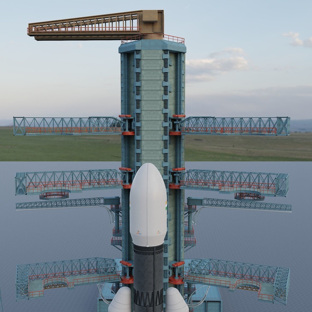GSLV Rocket 3D Model – High Detail PBR Asset, FBX, Blender - View 15