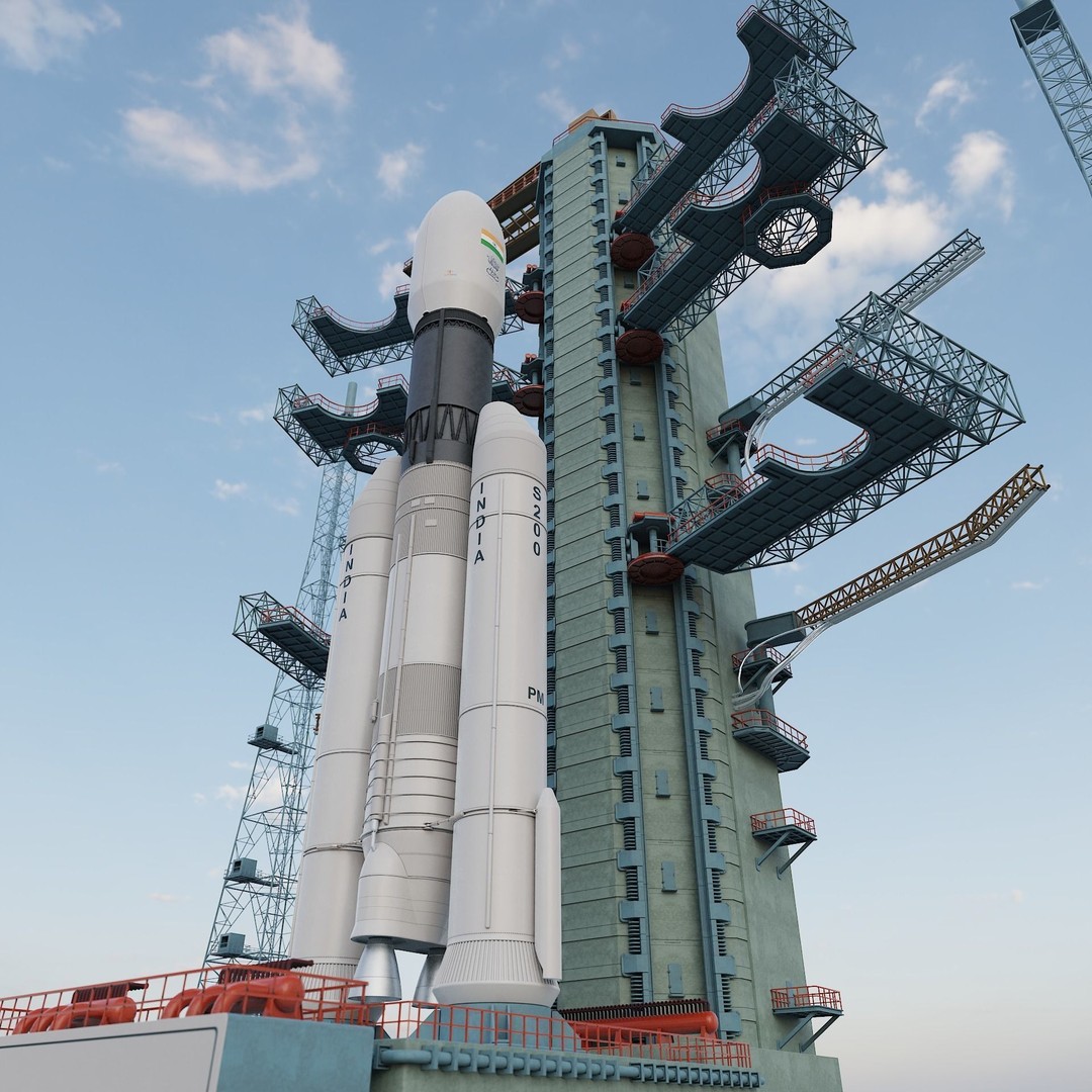 GSLV Rocket 3D Model – High Detail PBR Asset, FBX, Blender - View 3