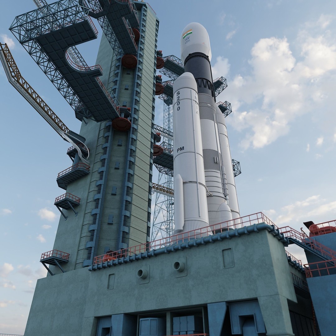GSLV Rocket 3D Model – High Detail PBR Asset, FBX, Blender - View 6