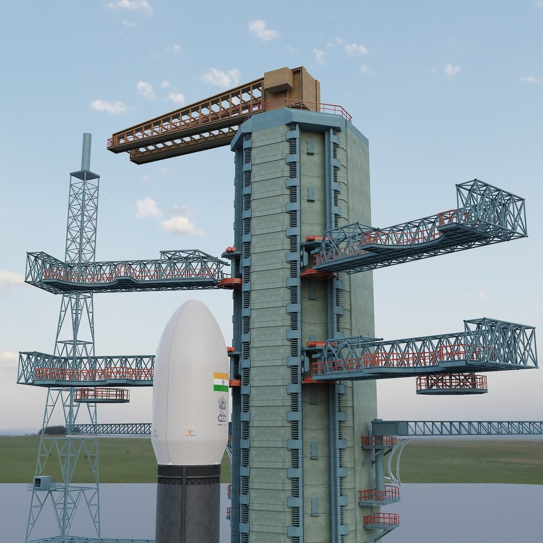 GSLV Rocket 3D Model – High Detail PBR Asset, FBX, Blender - View 8