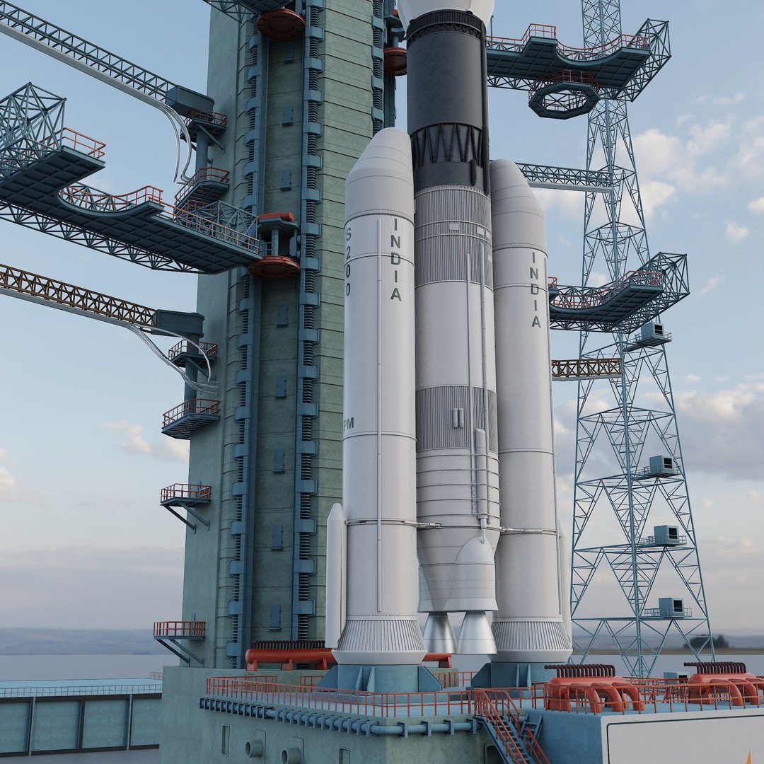 GSLV Rocket 3D Model – High Detail PBR Asset, FBX, Blender - View 9