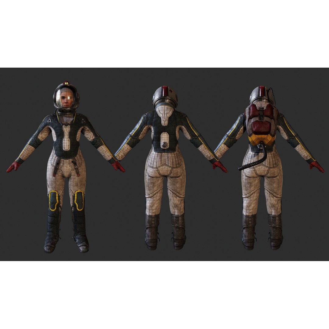 Astronaut 3D Model – Game Ready Low-Poly Character, FBX/OBJ - View 14