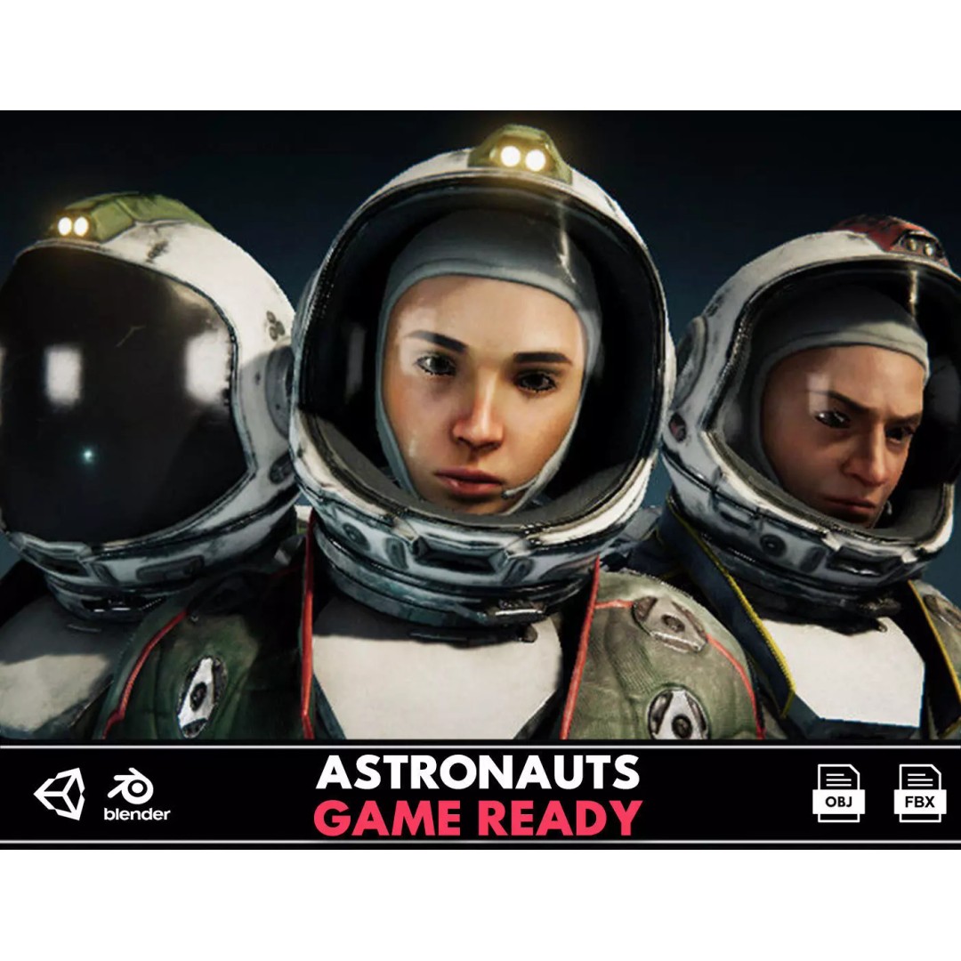Astronaut 3D Model – Game Ready Low-Poly Character, FBX/OBJ - View 2