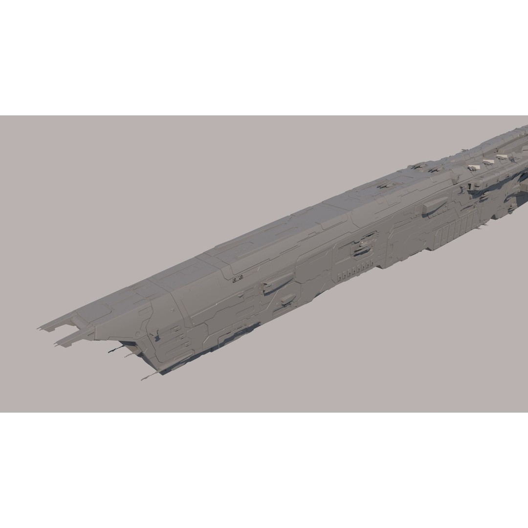 Space Battle Cruiser 3D Model – Sci-Fi Battleship, FBX & OBJ Formats - View 10