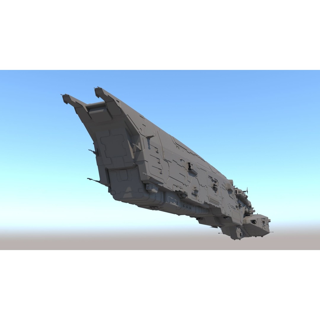 Space Battle Cruiser 3D Model – Sci-Fi Battleship, FBX & OBJ Formats - View 11