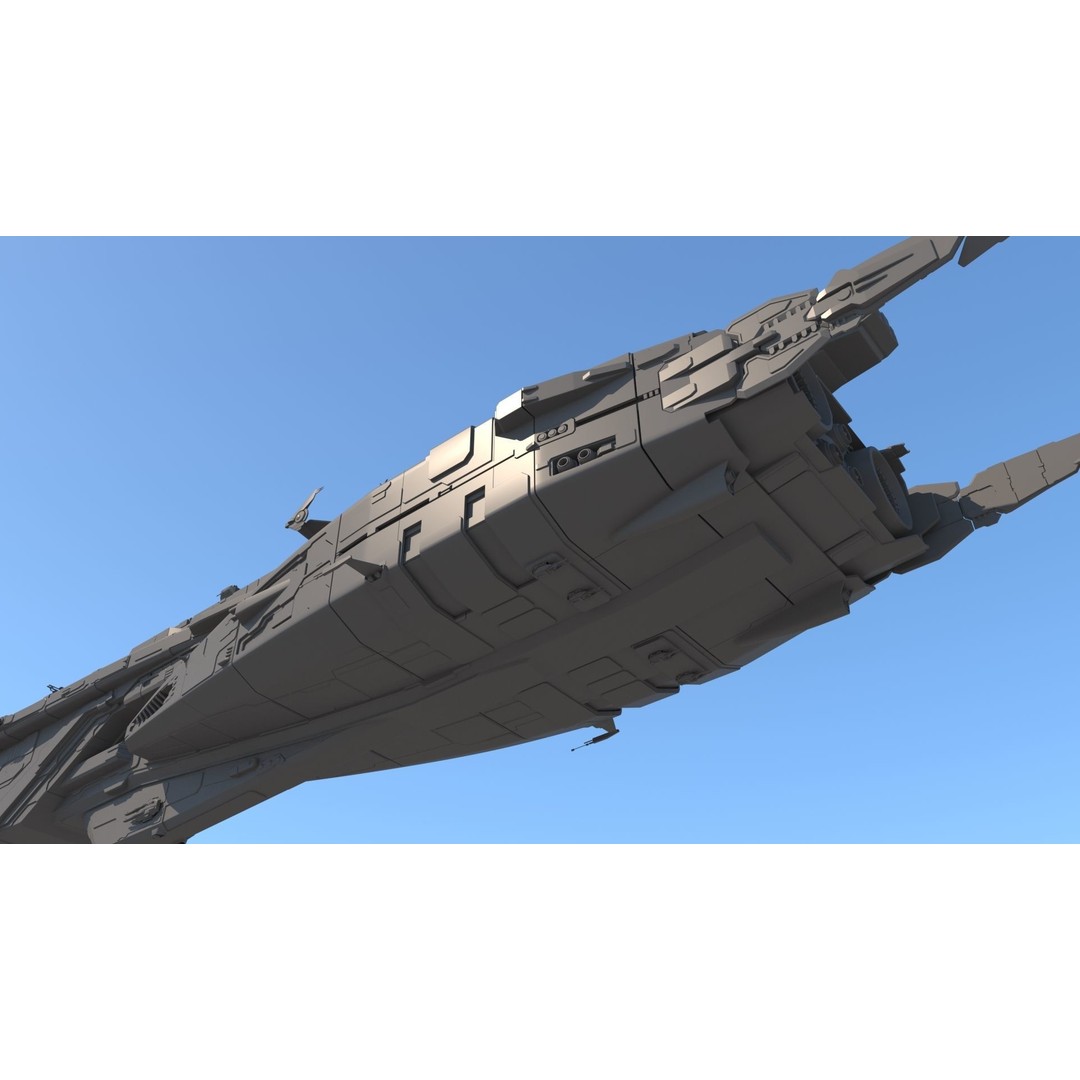 Space Battle Cruiser 3D Model – Sci-Fi Battleship, FBX & OBJ Formats - View 12