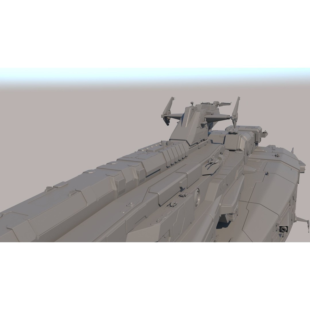 Space Battle Cruiser 3D Model – Sci-Fi Battleship, FBX & OBJ Formats - View 13