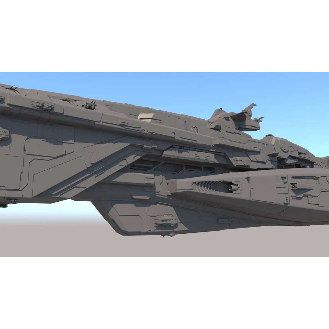 Space Battle Cruiser 3D Model – Sci-Fi Battleship, FBX & OBJ Formats - View 14