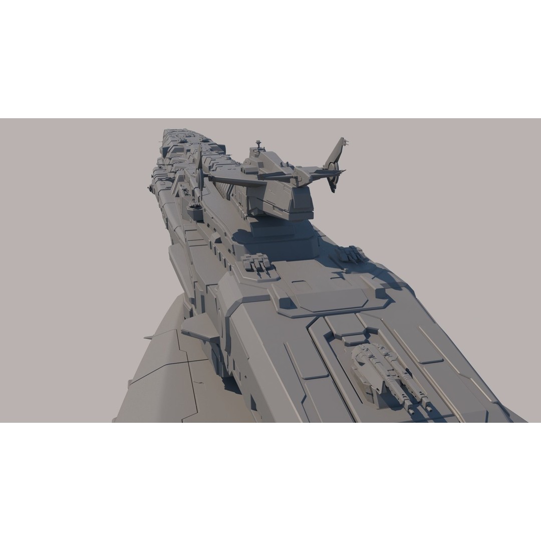 Space Battle Cruiser 3D Model – Sci-Fi Battleship, FBX & OBJ Formats - View 15