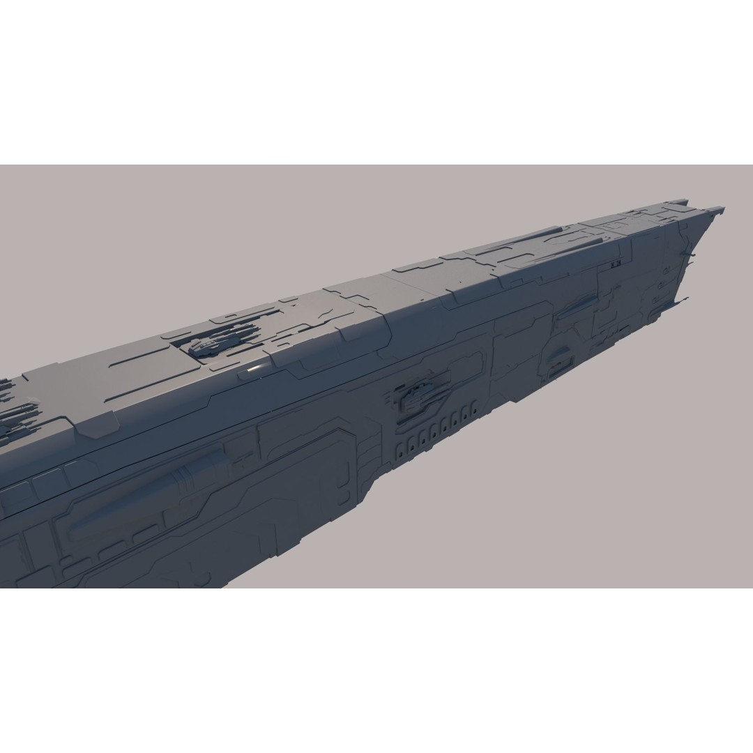 Space Battle Cruiser 3D Model – Sci-Fi Battleship, FBX & OBJ Formats - View 16
