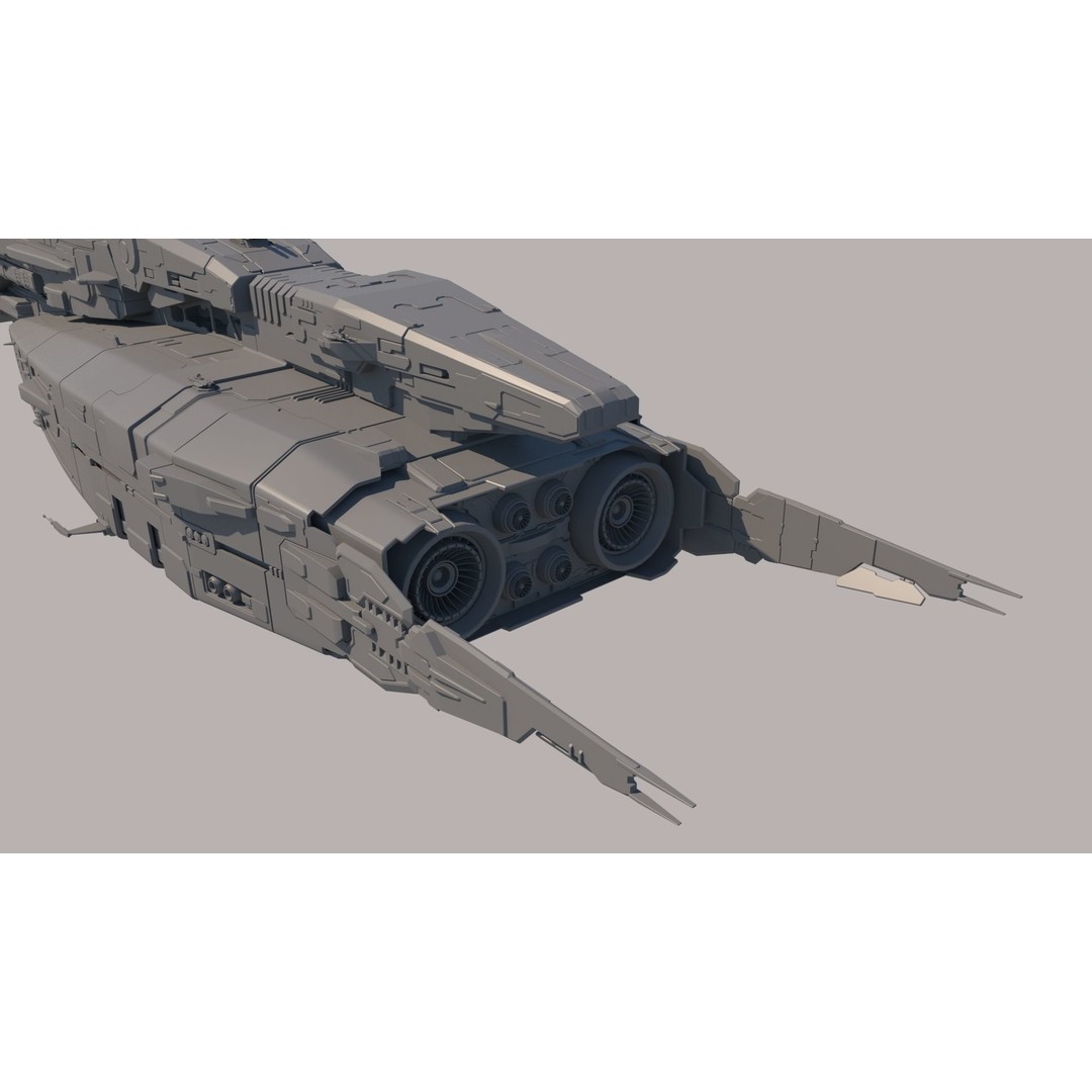 Space Battle Cruiser 3D Model – Sci-Fi Battleship, FBX & OBJ Formats - View 17