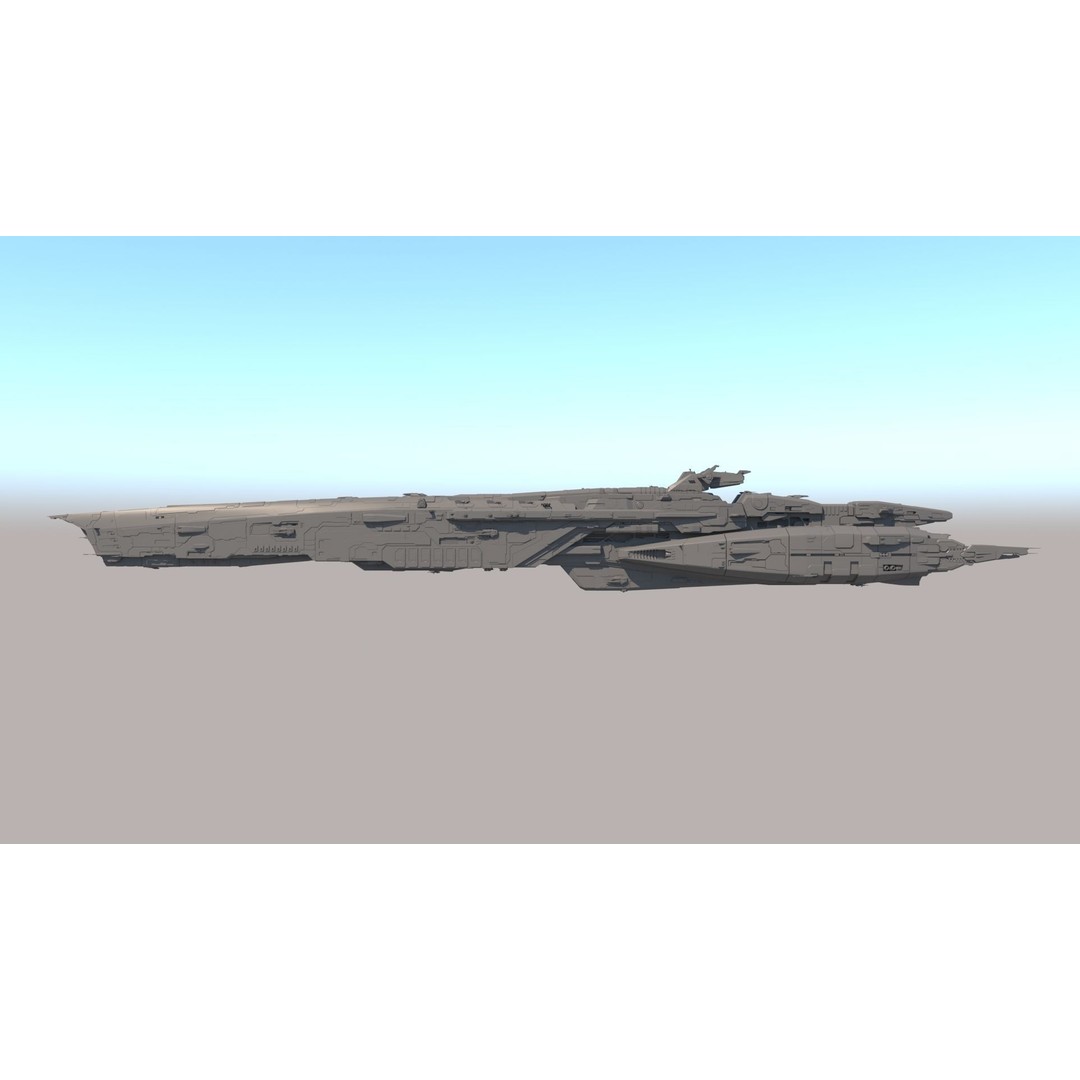 Space Battle Cruiser 3D Model – Sci-Fi Battleship, FBX & OBJ Formats - View 3