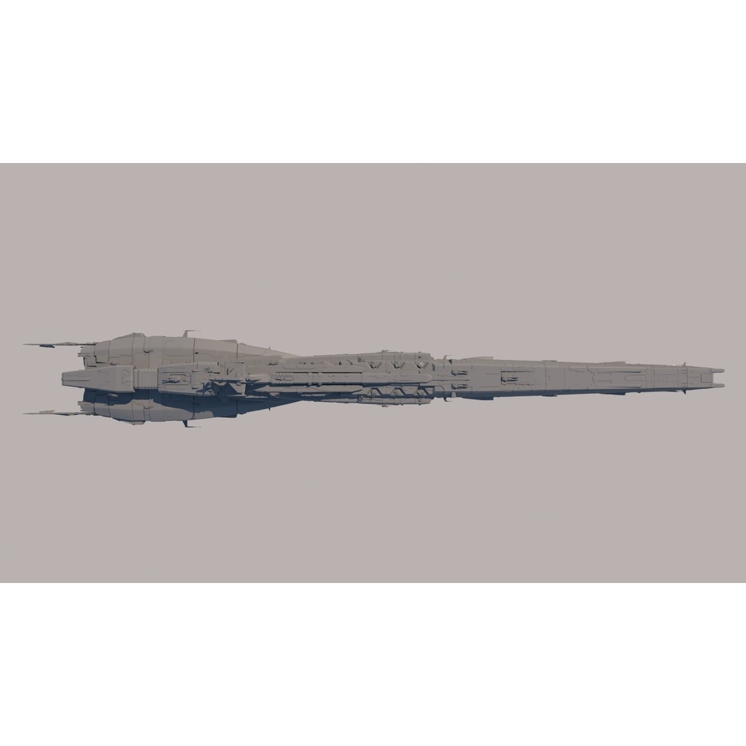 Space Battle Cruiser 3D Model – Sci-Fi Battleship, FBX & OBJ Formats - View 4