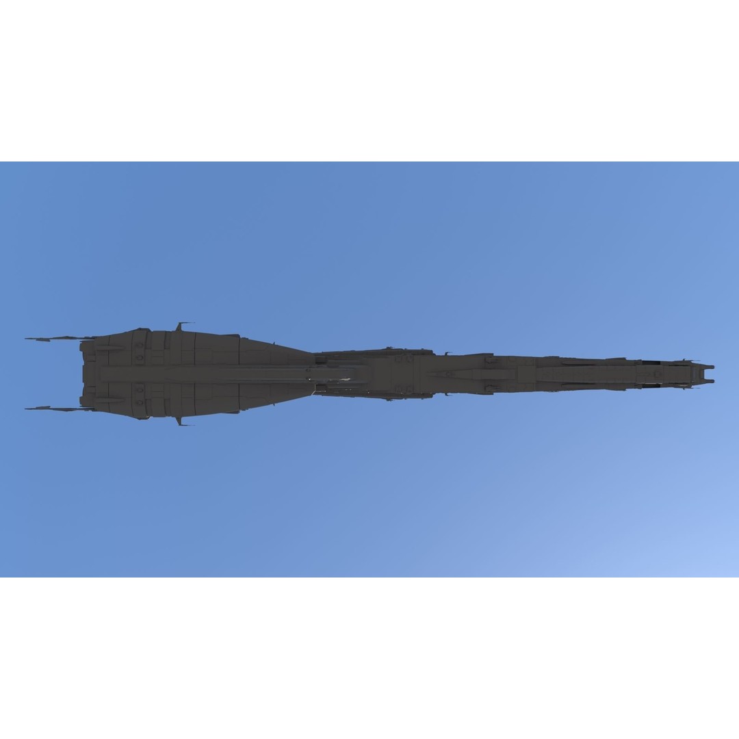 Space Battle Cruiser 3D Model – Sci-Fi Battleship, FBX & OBJ Formats - View 5