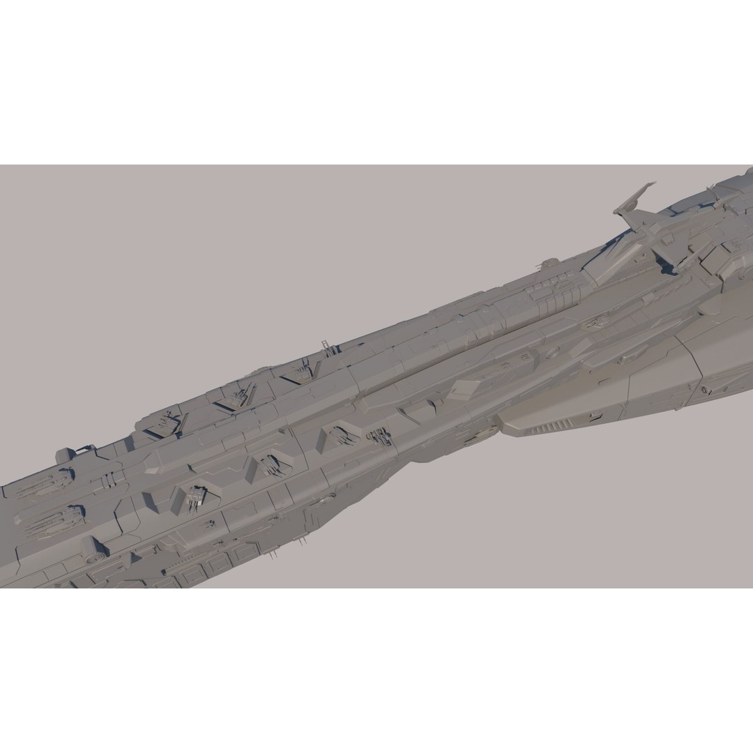 Space Battle Cruiser 3D Model – Sci-Fi Battleship, FBX & OBJ Formats - View 9