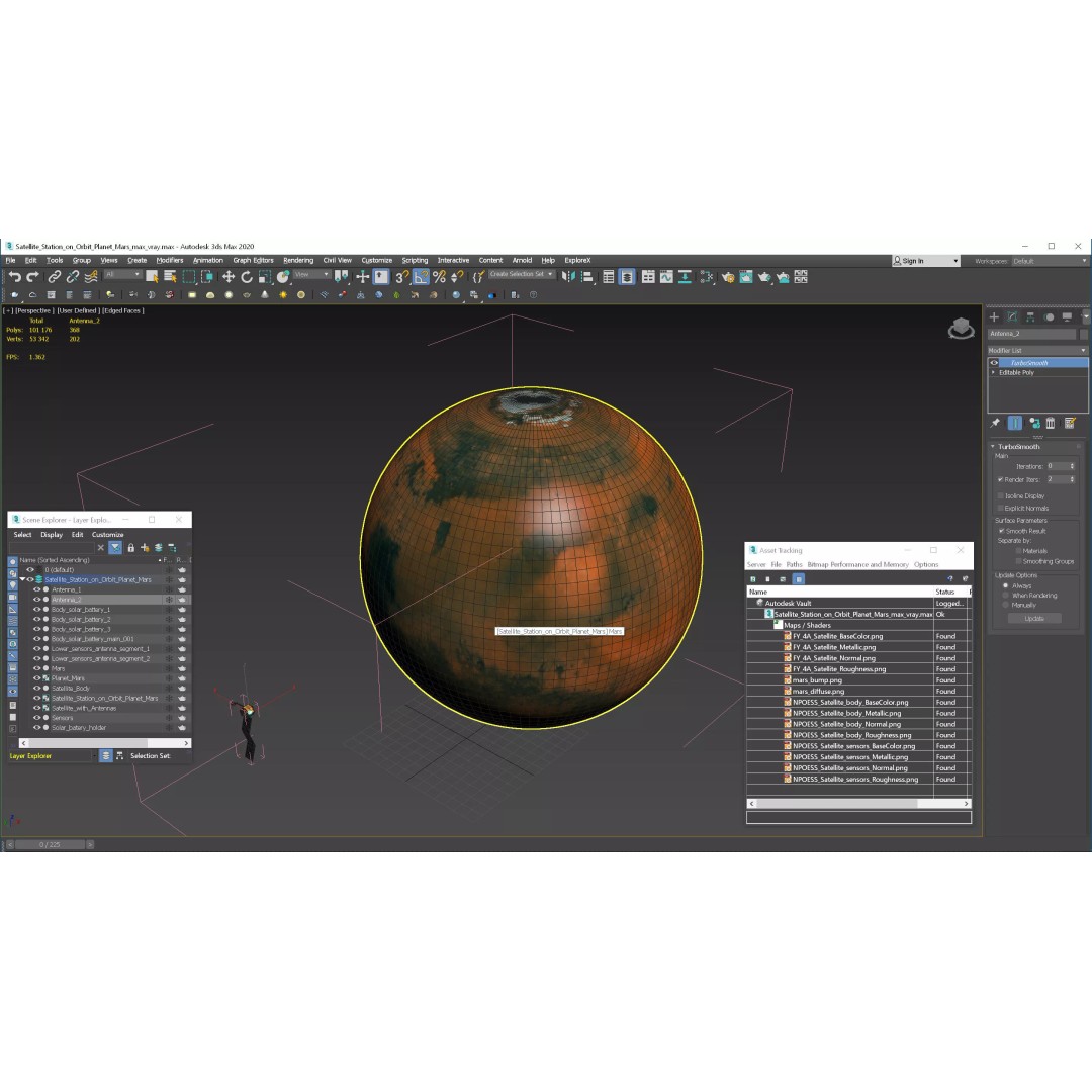 Satellite Station 3D Model – Realistic Mars Orbiting Satellite, FBX - View 22