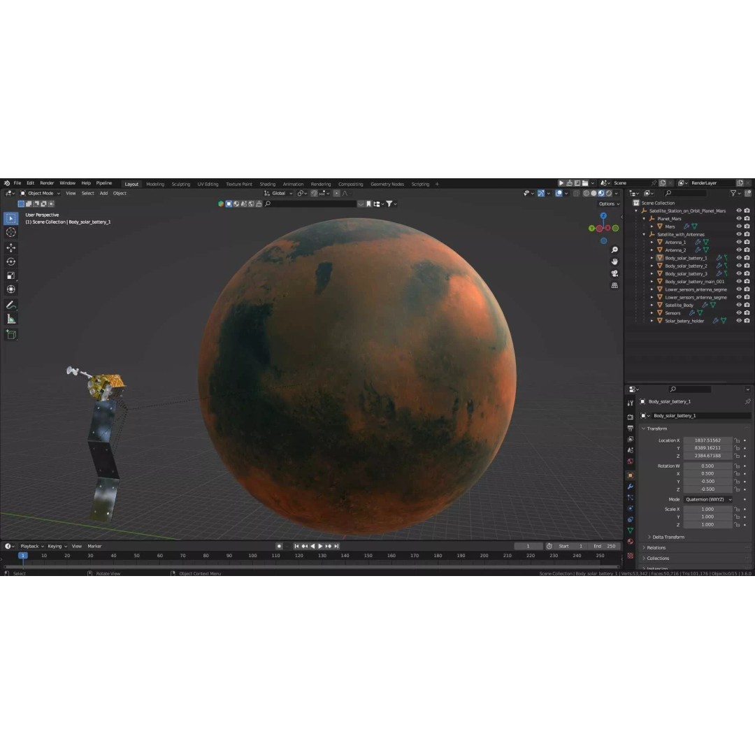 Satellite Station 3D Model – Realistic Mars Orbiting Satellite, FBX - View 28
