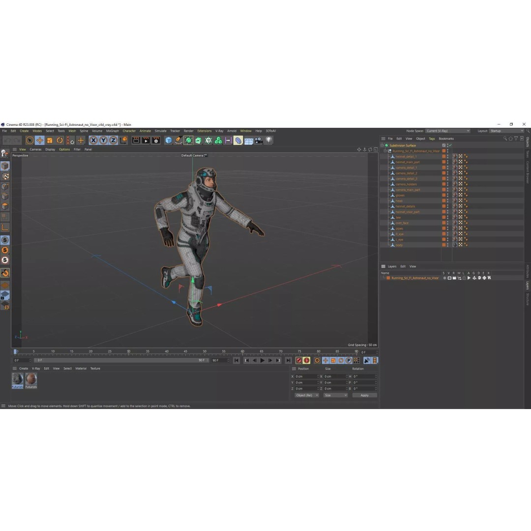 Running Sci-Fi Astronaut 3D Model – High Poly PBR Character Asset