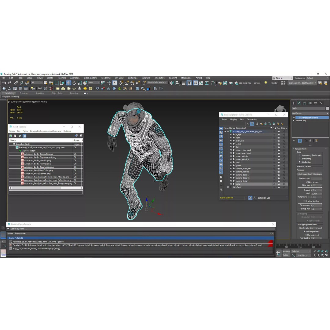 Running Sci-Fi Astronaut 3D Model – High Poly PBR Character Asset - View 21