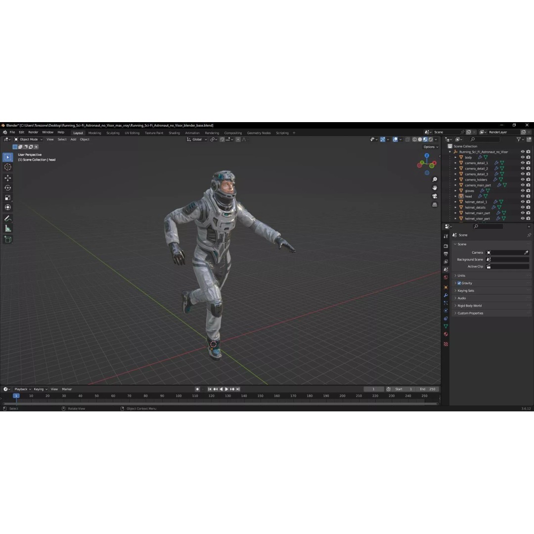 Running Sci-Fi Astronaut 3D Model – High Poly PBR Character Asset - View 28